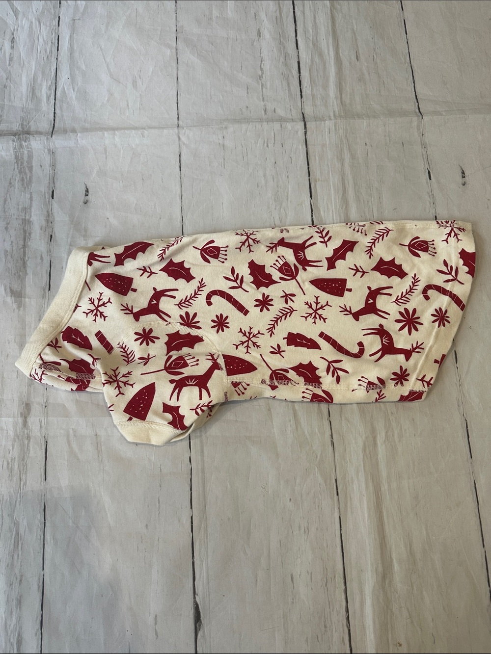 Hanna Andersson Scandi Cane Cream and Red Holiday Dog Pajama Organic Cotton